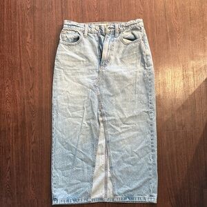 Light Blue Denim Maxi Skirt